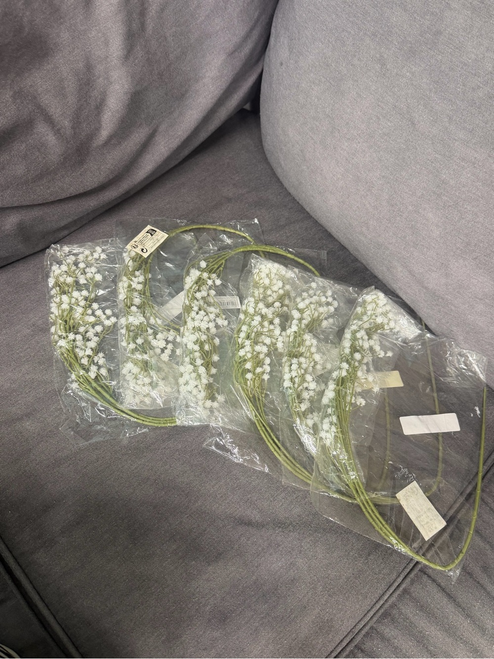 White Baby's Breath Floral Headbands - Set of 6